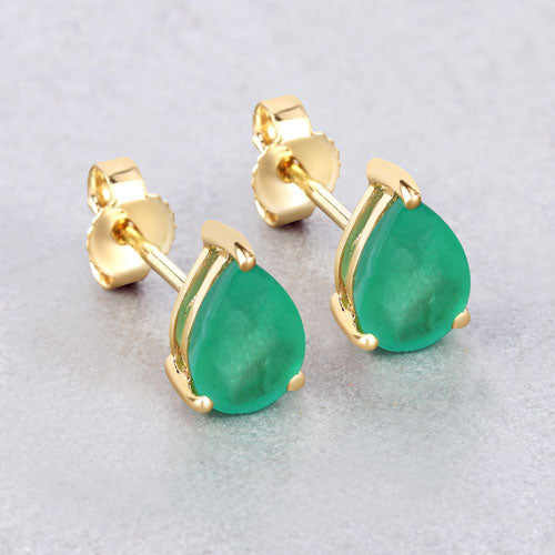 1.30 Carat Genuine Zambian Emerald 10K Yellow Gold Earrings by Bids.com