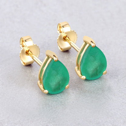 1.30 Carat Genuine Zambian Emerald 10K Yellow Gold Earrings by Bids.com