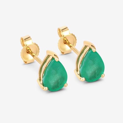 1.30 Carat Genuine Zambian Emerald 10K Yellow Gold Earrings by Bids.com