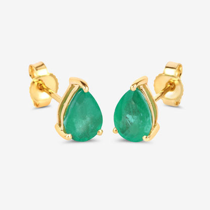 1.30 Carat Genuine Zambian Emerald 10K Yellow Gold Earrings by Bids.com