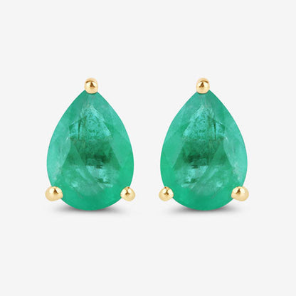 1.30 Carat Genuine Zambian Emerald 10K Yellow Gold Earrings by Bids.com