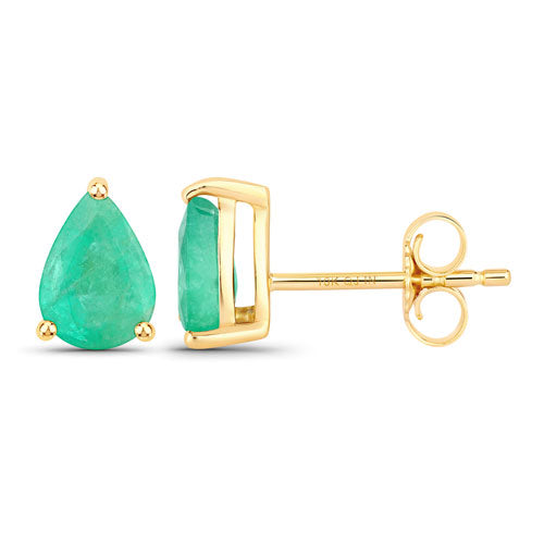 1.30 Carat Genuine Zambian Emerald 10K Yellow Gold Earrings by Bids.com