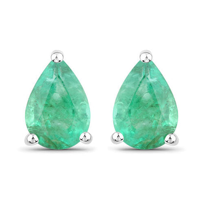 1.30 Carat Genuine Zambian Emerald 14K White Gold Earrings by Bids.com