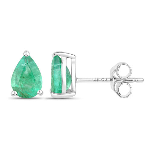 1.30 Carat Genuine Zambian Emerald 14K White Gold Earrings by Bids.com