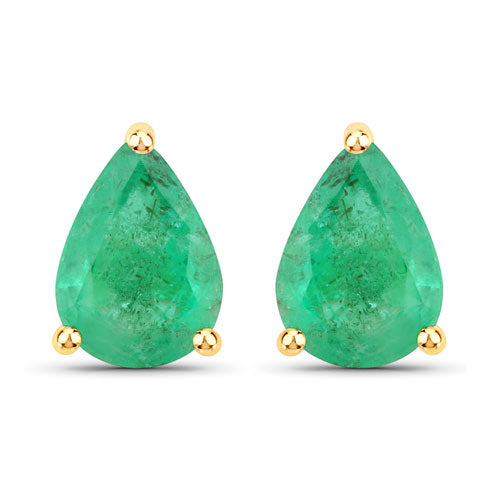 1.30 Carat Genuine Zambian Emerald 14K Yellow Gold Earrings by Bids.com