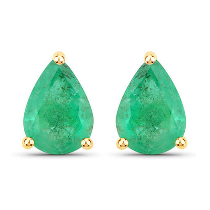 1.30 Carat Genuine Zambian Emerald 14K Yellow Gold Earrings by Bids.com