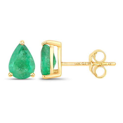 1.30 Carat Genuine Zambian Emerald 14K Yellow Gold Earrings by Bids.com