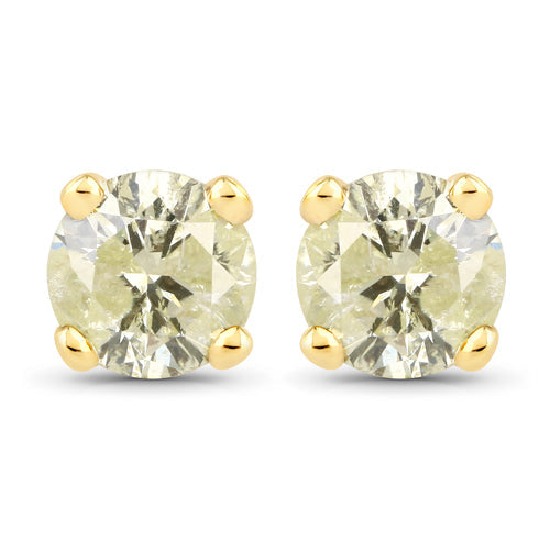 0.95 Carat Genuine LB Diamond 14K Yellow Gold Earrings by Bids.com