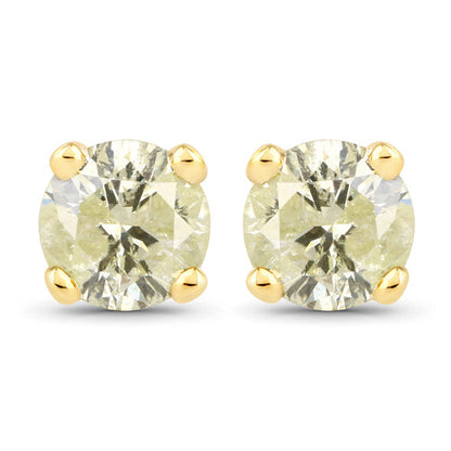 0.95 Carat Genuine LB Diamond 14K Yellow Gold Earrings by Bids.com