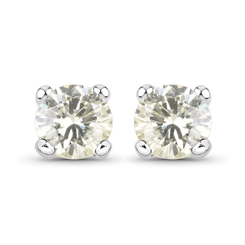 0.71 Carat Genuine White Diamond 14K White Gold Earrings by Bids.com