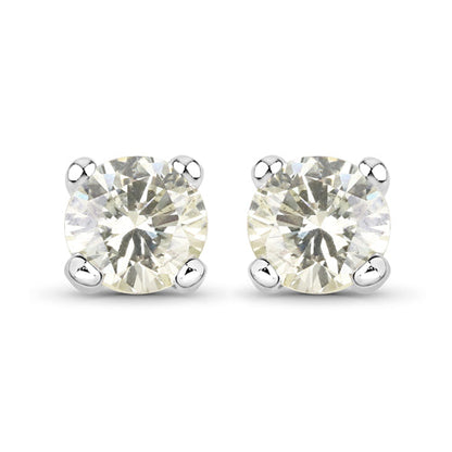 0.71 Carat Genuine White Diamond 14K White Gold Earrings by Bids.com