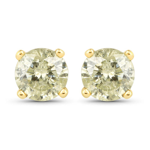 1.15 Carat Genuine LB Diamond 14K Yellow Gold Earrings by Bids.com