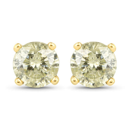1.15 Carat Genuine LB Diamond 14K Yellow Gold Earrings by Bids.com
