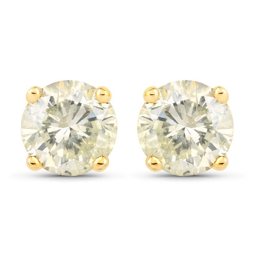 1.24 Carat Genuine LB Diamond 14K Yellow Gold Earrings by Bids.com