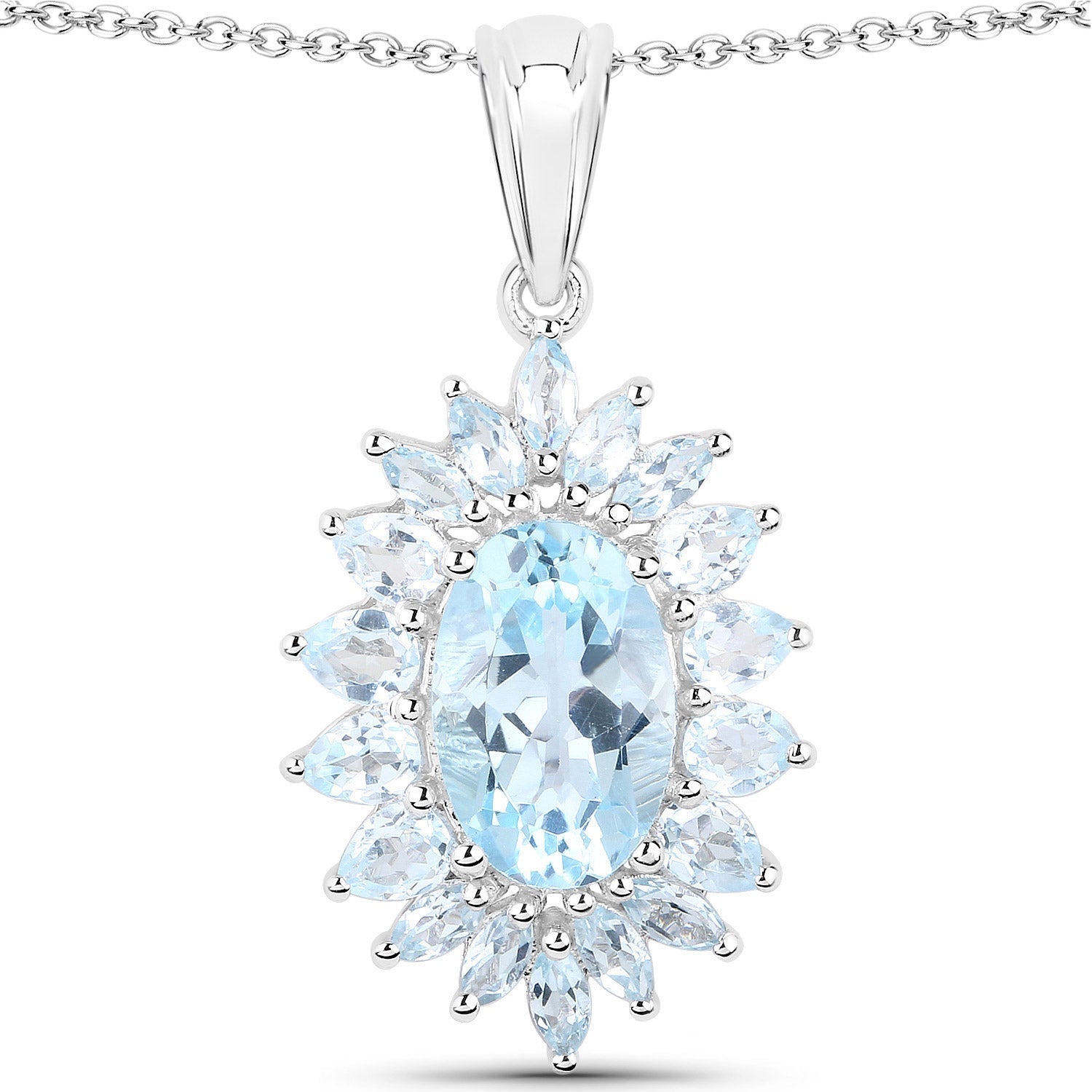19.18 Carat Genuine Blue Topaz .925 Sterling Silver 3 Piece Jewelry Set (Ring, Earrings, and Pendant w/ Chain) by Bids.com