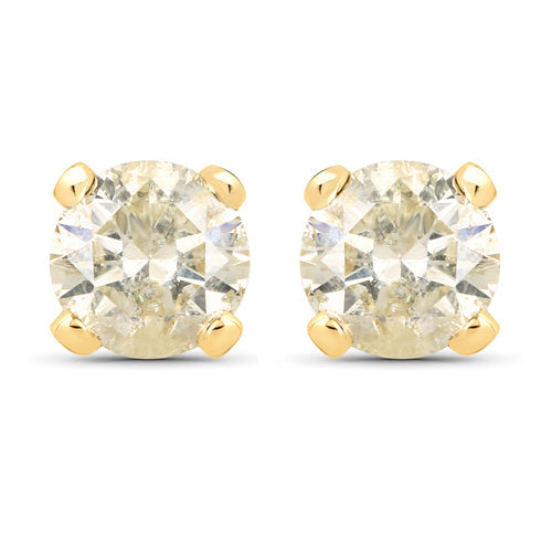 0.98 Carat Genuine LB Diamond 14K Yellow Gold Earrings by Bids.com