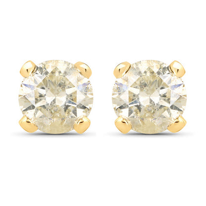 0.98 Carat Genuine LB Diamond 14K Yellow Gold Earrings by Bids.com