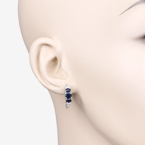 1.66 Carat Genuine Blue Sapphire and White Topaz .925 Sterling Silver Earrings by Bids.com