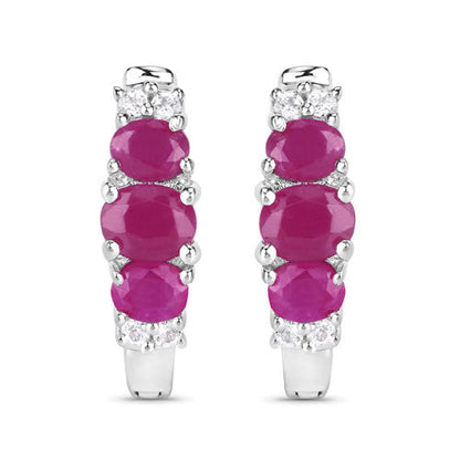 1.66 Carat Genuine Ruby and White Topaz .925 Sterling Silver Earrings  DestGlow