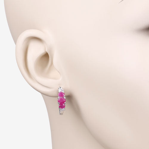 1.66 Carat Genuine Ruby and White Topaz .925 Sterling Silver Earrings  DestGlow