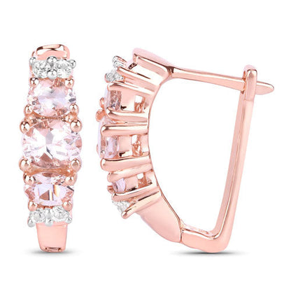 1.32 Carat Genuine Morganite and White Topaz .925 Sterling Silver Earrings by Bids.com