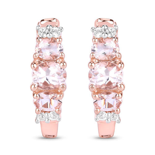 1.32 Carat Genuine Morganite and White Topaz .925 Sterling Silver Earrings by Bids.com