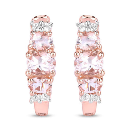 1.32 Carat Genuine Morganite and White Topaz .925 Sterling Silver Earrings by Bids.com