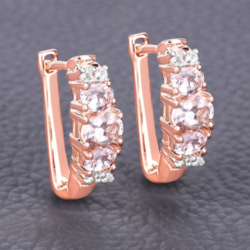 1.32 Carat Genuine Morganite and White Topaz .925 Sterling Silver Earrings by Bids.com