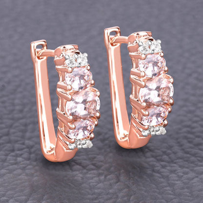 1.32 Carat Genuine Morganite and White Topaz .925 Sterling Silver Earrings by Bids.com