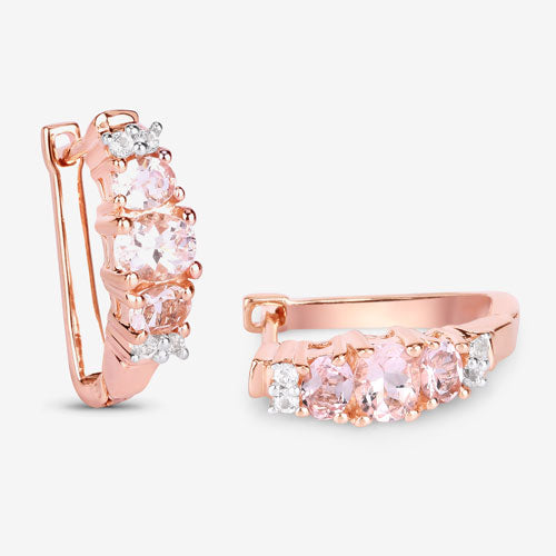 1.32 Carat Genuine Morganite and White Topaz .925 Sterling Silver Earrings by Bids.com