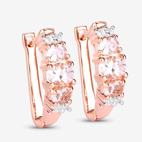 1.32 Carat Genuine Morganite and White Topaz .925 Sterling Silver Earrings by Bids.com