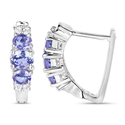 1.52 Carat Genuine Tanzanite and White Topaz .925 Sterling Silver Earrings  DestGlow