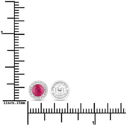1.22 Carat Genuine Ruby and White Diamond 14K White Gold Earrings by Bids.com