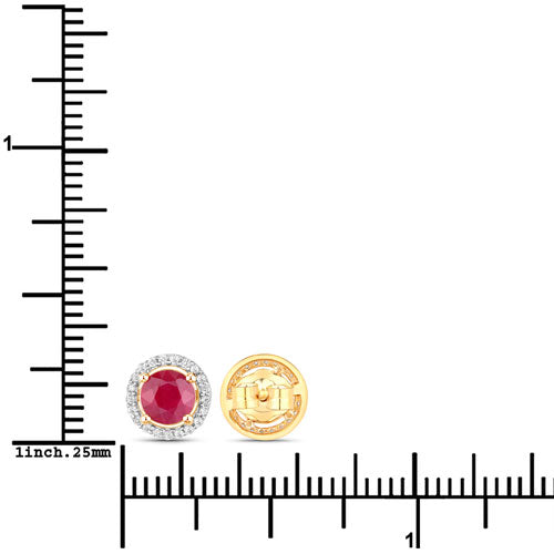 1.22 Carat Genuine Ruby and White Diamond 14K Yellow Gold Earrings by Bids.com