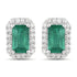 0.91 Carat Genuine Zambian Emerald and White Diamond 14K White Gold Earrings by Avera Group