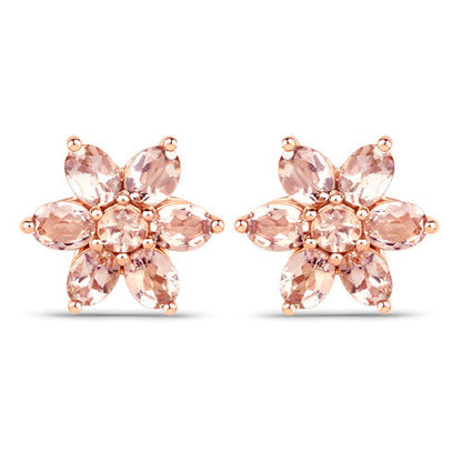 1.98 Carat Genuine Morganite 10K Rose Gold Earrings  DestGlow