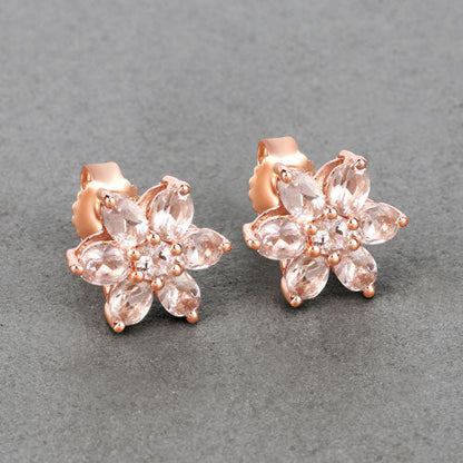 1.98 Carat Genuine Morganite 10K Rose Gold Earrings  DestGlow