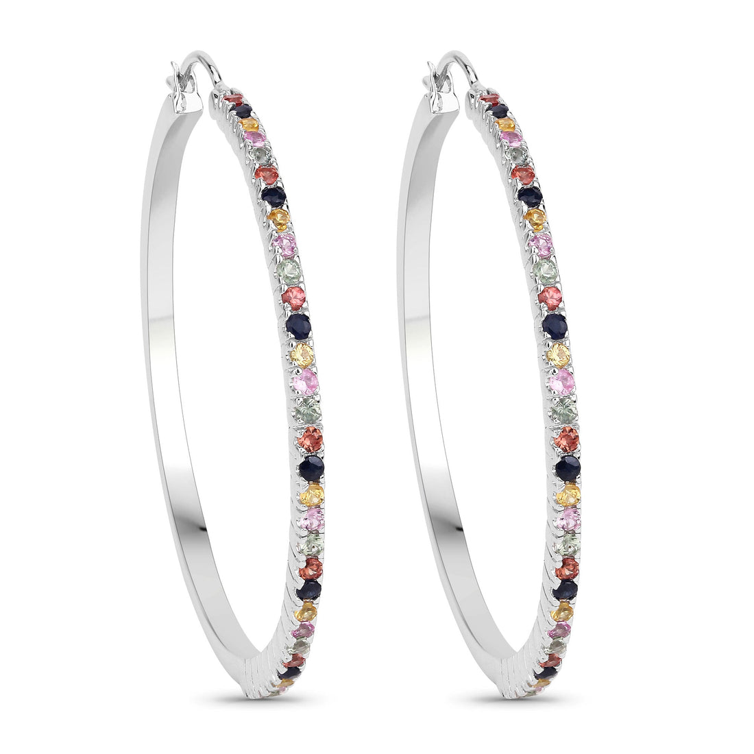 2.24 Carat Genuine Multi Sapphire .925 Sterling Silver Earrings 