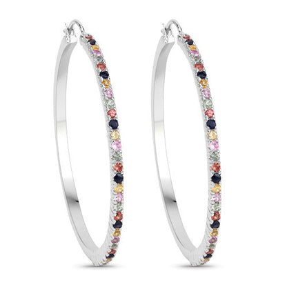 2.24 Carat Genuine Multi Sapphire .925 Sterling Silver Earrings by Bids.com