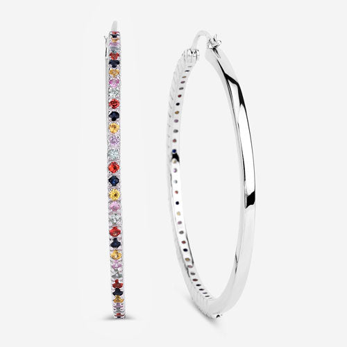 2.24 Carat Genuine Multi Sapphire .925 Sterling Silver Earrings by Bids.com