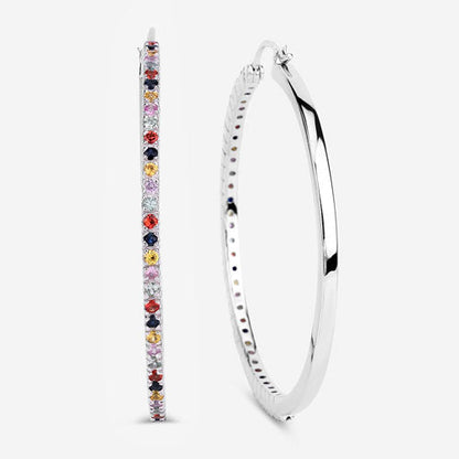 2.24 Carat Genuine Multi Sapphire .925 Sterling Silver Earrings by Bids.com