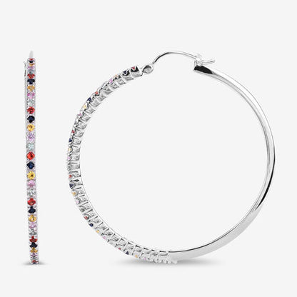 2.24 Carat Genuine Multi Sapphire .925 Sterling Silver Earrings by Bids.com