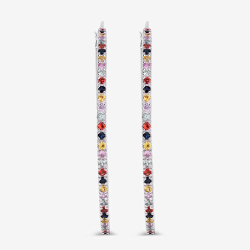 2.24 Carat Genuine Multi Sapphire .925 Sterling Silver Earrings by Bids.com