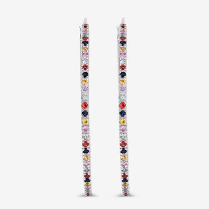 2.24 Carat Genuine Multi Sapphire .925 Sterling Silver Earrings by Bids.com