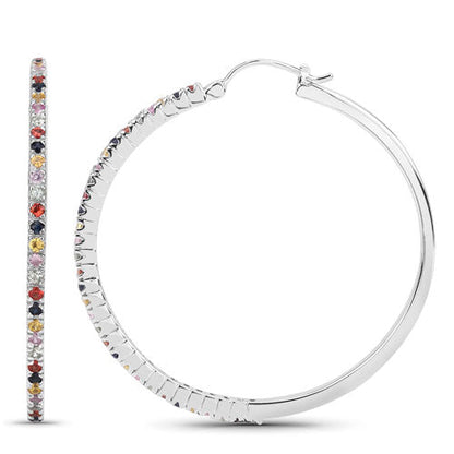 2.24 Carat Genuine Multi Sapphire .925 Sterling Silver Earrings by Bids.com