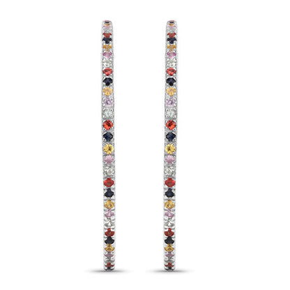 2.24 Carat Genuine Multi Sapphire .925 Sterling Silver Earrings by Bids.com
