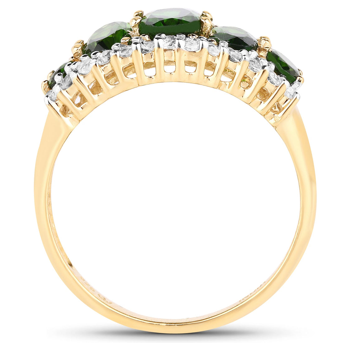 18K Yellow Gold Plated 2.70 Carat Genuine Chrome Diopside and White Topaz .925 Sterling Silver Ring by Bids.com