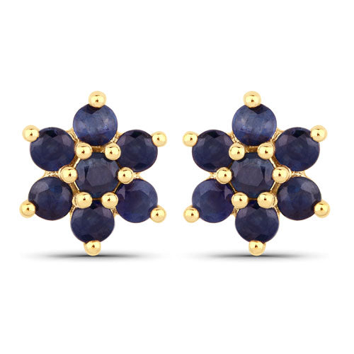 0.84 Carat Genuine Blue Sapphire 10K Yellow Gold Earrings  DestGlow