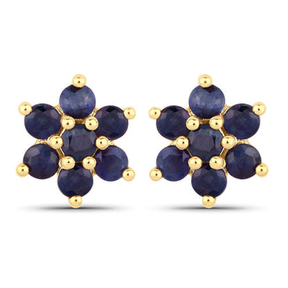 0.84 Carat Genuine Blue Sapphire 10K Yellow Gold Earrings  DestGlow