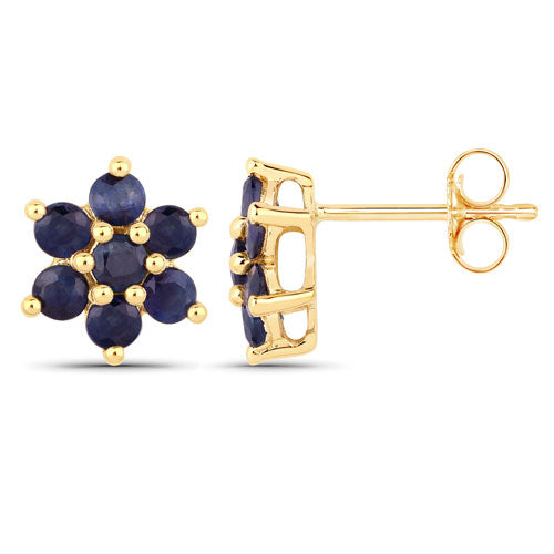 0.84 Carat Genuine Blue Sapphire 10K Yellow Gold Earrings  DestGlow
